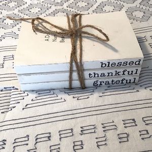 Blessed Thankful Grateful Stack of Books Wrapped in Twine Home Decor